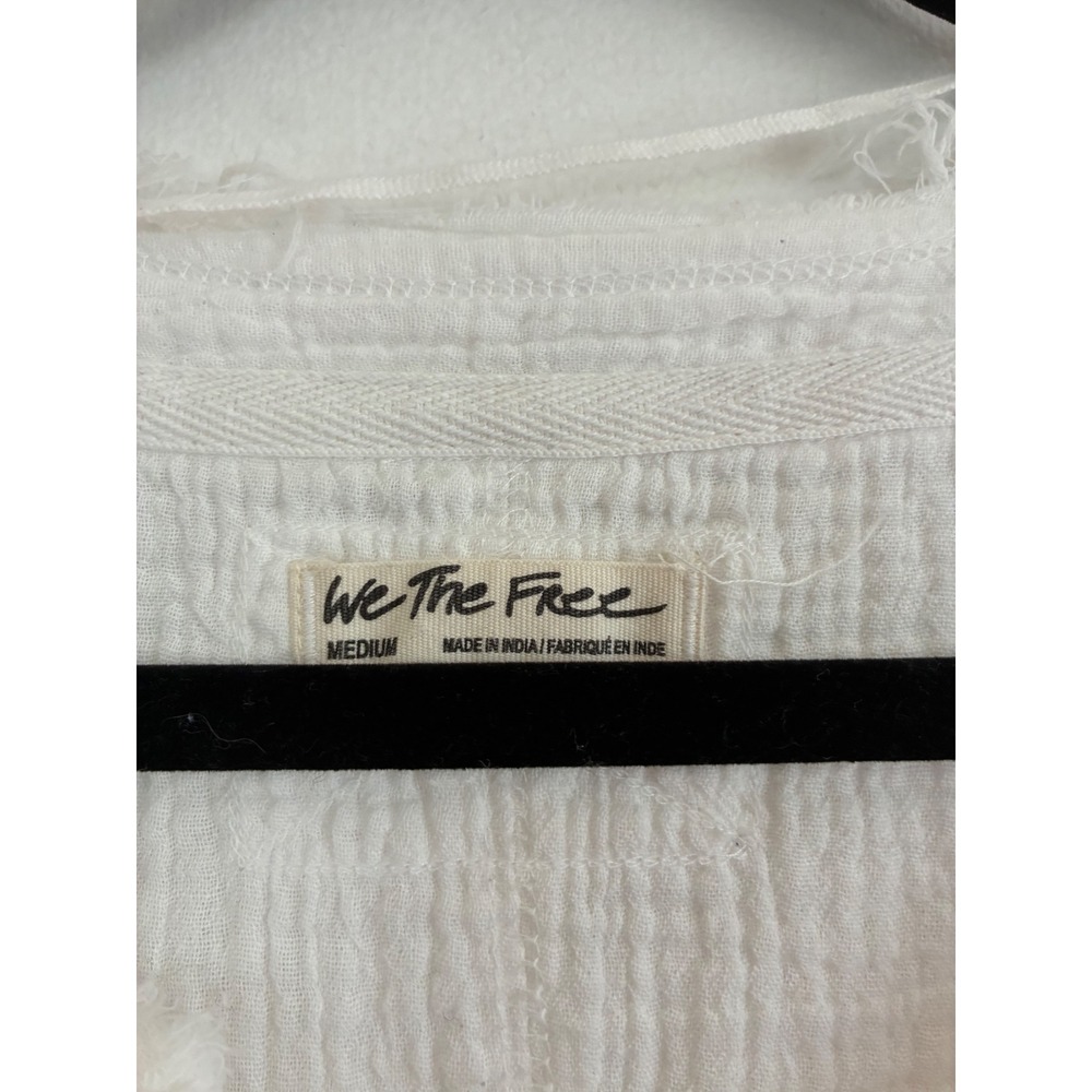 We The Free People White Cotton Gauze Tunic Top Oversized Boho Sharkbite Medium - Picture 8 of 8
